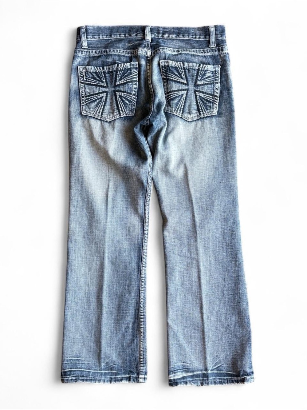 Men's Light Blue Denim Jeans with Back Pocket Accent